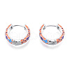 Colorful Enamel Flower Hoop Earrings EJEW-N011-105P-2