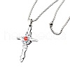 Cross Alloy Rhinestone Pendant Necklaces for Men FS-WG275E1-01-2
