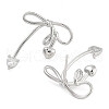 Heart Bowknot Brass Pave Clear Cubic Zirconia Stud Earrings for Women EJEW-S216-02A-P-2