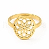 Ion Plating(IP) 304 Stainless Steel Flower Adjustable Ring for Women RJEW-B027-19G-2