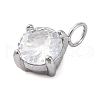 304 Stainless Steel Micro Pave Cubic Zirconia Pendants STAS-U042-02B-P-2