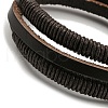 PU Leather & Waxed Cord Triple Layer Multi-strand Bracelet BJEW-F468-05-3