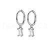 Anti-Tarnish Platinum Rhodium Plated 925 Sterling Silver Dangle Hoop Earrings for Women SY2365-10-1