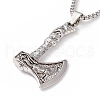 Alloy Axe Pendant Necklace with 304 Stainless Steel Box Chains for Men Women NJEW-G035-02AS-1