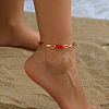 Simple Fashion Rondelle Glass & Iron Paperclip Chain Anklets for Women UC1823-1-3