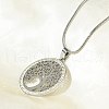 304 Stainless Steel Crystal Rhinestone Tree of Life Pendant Necklaces for Women NJEW-P327-03P-2