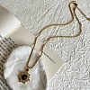 304 Stainless Steel Crystal Rhinestone Pave Natural Tiger Eye Pendant Necklaces FS-WG29919-02-1