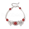 3Pcs Natural Carnelian & Amethyst & White Jade Beaded Braceleys BJEW-JB11665-3
