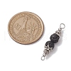Natural Lava Rock Round Beaded Connector Charms PALLOY-JF02715-2