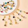 30Pcs 15 Colors Triangle Brass Glass Pendant Decorations HJEW-GA00007-4