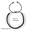 Adjustable Morse Code Natural Tiger Eye & Non-magnetic Synthetic Hematite Beads Braided Bracelets EN1983-4