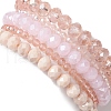 5Pcs 5 Styles Faceted Round Glass Beaded Stretch Bracelet Sets BJEW-JB10423-01-5