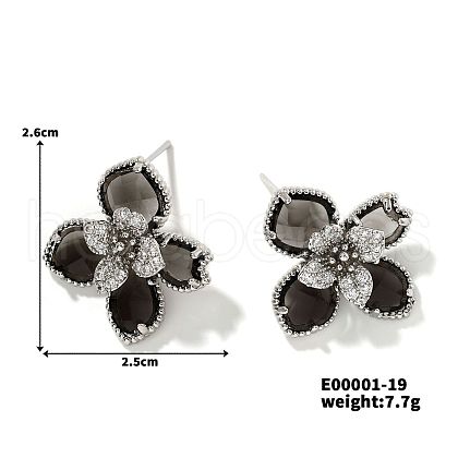 Fashionable and Elegant Floral Shaped Stud Earrings with Rhinestones QI6190-4-1