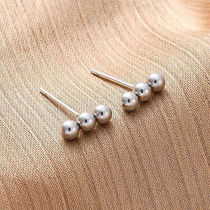 Tarnish Resistant 201 Stainless Steel Beaded Horizontal Bar Stud Earrings with 316 Stainless Steel Pin for Women STAS-K238-01P-1