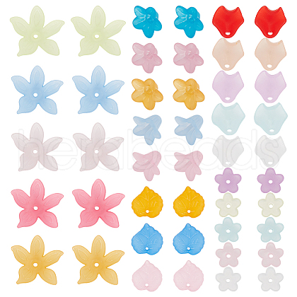WADORN 500Pcs 25 Styles Transparent Acrylic Bead Caps & Charms FACR-WR0001-01-1