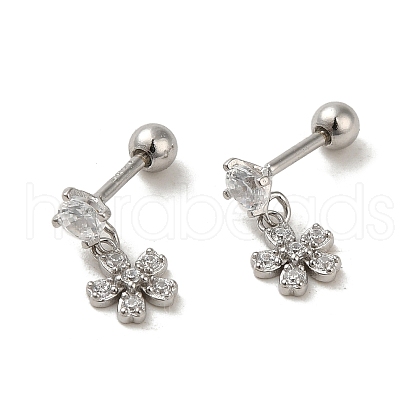 925 Sterling Silver Micro Pave Cubic Zirconia Stud
Earrings for Women EJEW-E307-05P-1