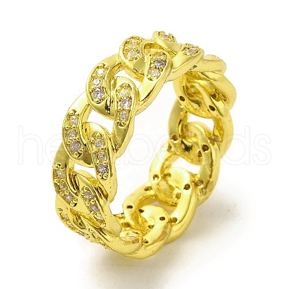 Brass Micro Pave Cubic Zirconia Rings for Women RJEW-E295-09G-1