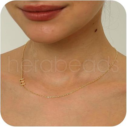 Brass Initial Link Chain Necklaces for Women FS-WG848C9-05-1