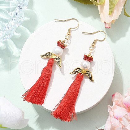 Angel 304 Stainless Steel Dangle Earrings EJEW-MZ00409-02-1