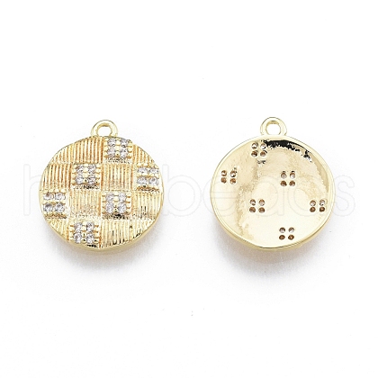 Brass Micro Pave Clear Cubic Zirconia Charms KK-C006-19G-1