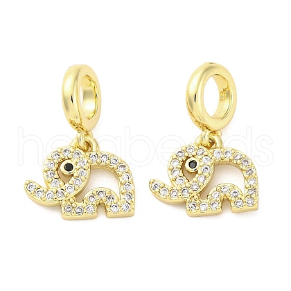 Brass Micro Pave Cubic Zirconia European Dangle Charms KK-D325-11G-1