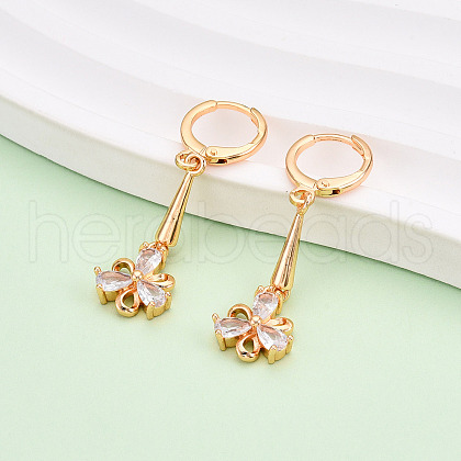 Brass Micro Pave Cubic Zirconia Dangle Leverback Earrings EJEW-N058-06G-1