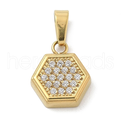 Ion Plating(IP) 304 Stainless Steel Micro Pave Cubic Zirconia Pendants STAS-Z107-02G-05-1