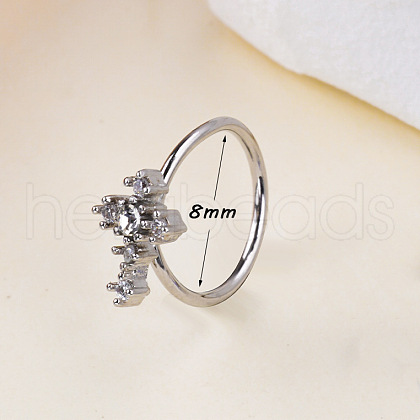Bohemian Style 304 Stainless Steel Pave Clear Cubic Zirconia Hoop Nose Rings FS-WG96CDA-14-1