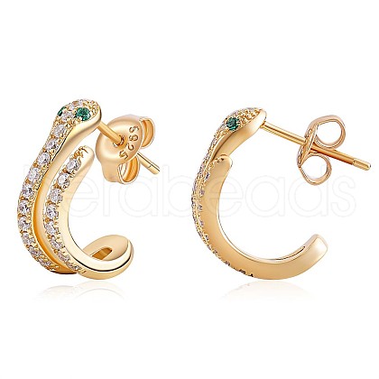 925 Sterling Silver Snake Wrap Stud Earrings with Cubic Zirconia for Women JE959A-1