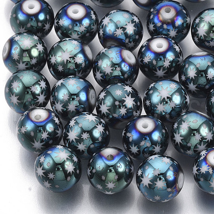 Christmas Electroplate Glass Beads EGLA-R113-07E-1