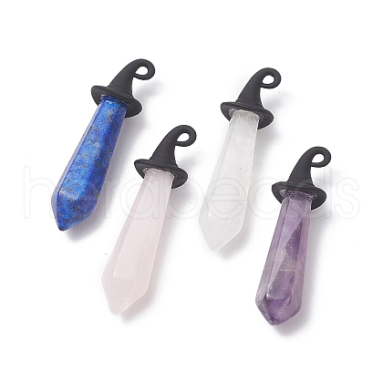 Natural Mixed Gemstone Pointed Pendants PALLOY-JF02078-1