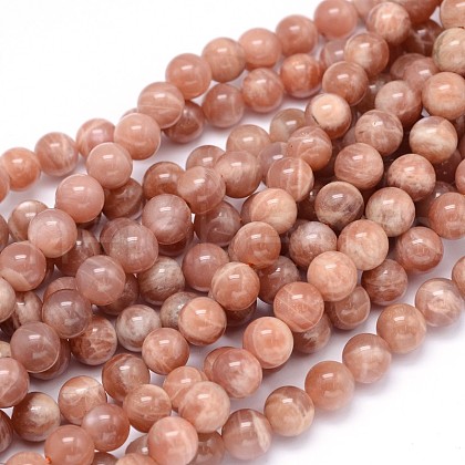 Round Natural Grade B Sunstone Beads Strands X-G-F222-33-6mm-1