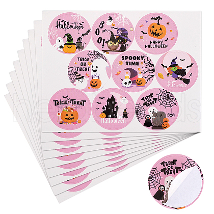 Halloween Theme Round Self-Adhesive Paper Decorative Stickers DIY-WH0308-557-1
