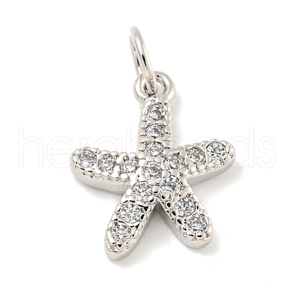 Rack Plating Brass Micro Pave Clear Cubic Zirconia Pendants KK-B093-02H-P-1