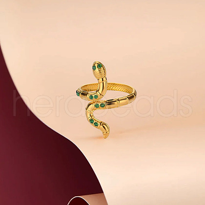 Retro Royal Style Stainless Steel with Cubic Zirconia Cuff Rings for Women FS-WG343E9-09-1