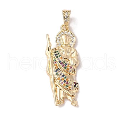 Brass Clear Cubic Zirconia Pendants KK-Z050-03G-02-1