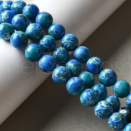 Dyed Natural Magnesite Beads Strands G-L617-D01-8mm-07-1