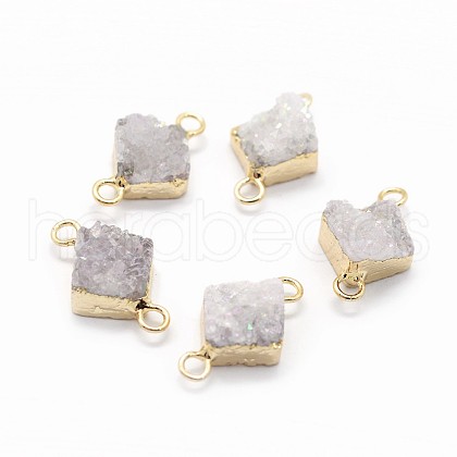 Natural Druzy Quartz Links connectors G-P396-10G-1