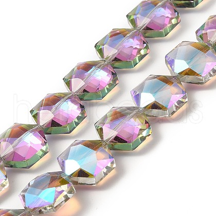 Transparent Electroplate Glass Beads Strands X-EGLA-E030-01E-01-1