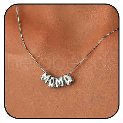 Brass Word MAMA Pendant Necklaces for Mother's Day FS-WGD8FB9-01-1