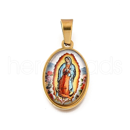 Religion Theme 304 Stainless Steel Pave Epoxy Pendants STAS-K256-29G-04-1