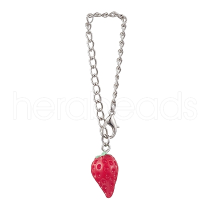 Strawberry Opaque Resin Pendants Decorations HJEW-JM01864-01-1