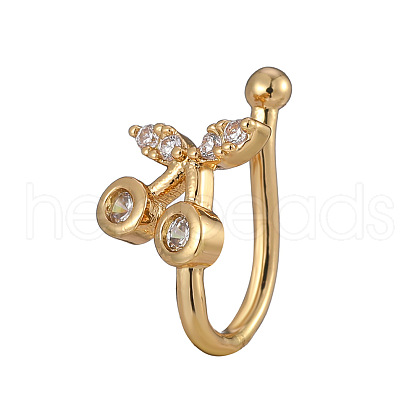 Brass Micro Pave Clear Cubic Zirconia Clip-on Nose Septum Rings WGE30AD-03-1