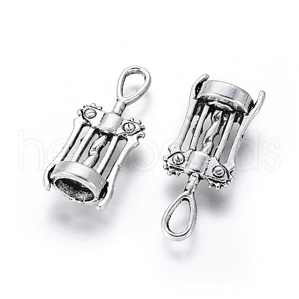 Tibetan Style Corkscrew Alloy Pendants TIBEP-Q054-12AS-NR-1