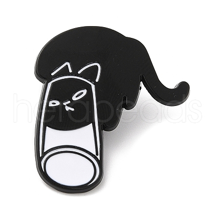 Black Cat with Cup Alloy Enamel Brooch JEWB-E022-04EB-04-1