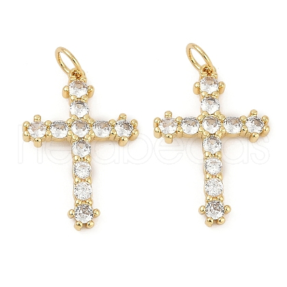 Brass Micro Pave Cubic Zirconia Pendants KK-U058-34G-1