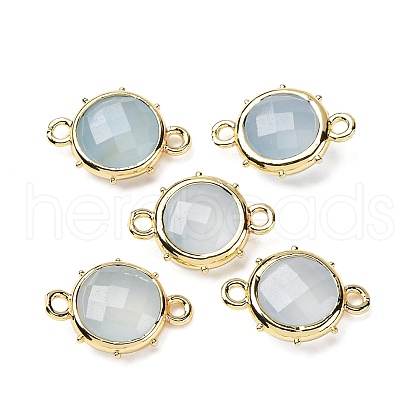 Brass Natural Natural White Jade Imitation Aquamarine Connector Charms KK-Z096-01G-05-1