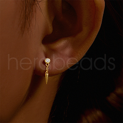 Cone Tassel 925 Sterling Silver Micro Pave Clear Cubic Zirconia Cartilage Earrings FS-WGA2317-09-1