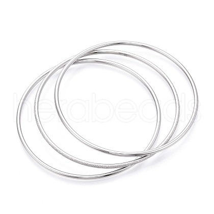 3Pcs 304 Stainless Steel Plain Bangles Set For Women BJEW-N033-01P-1