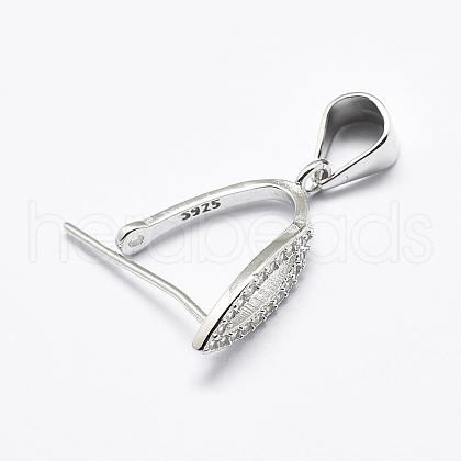 Anti-Tarnish Rhodium Plated 925 Sterling Silver Micro Pave Cubic Zirconia Pendant Bails STER-E053-11P-1